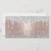 Zilveren Glitter Druppels Roze Gouden Cadeau Certi (Voorkant)