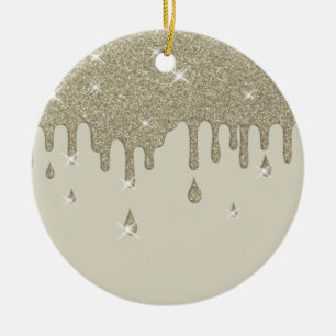 Zilveren glitter-effect en spugen keramisch ornament