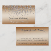 Zilveren Glitter Elegant Brons Evenementenplanner Visitekaartje (Voorkant / Achterkant)