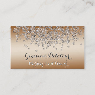 Zilveren Glitter Elegant Brons Evenementenplanner Visitekaartje