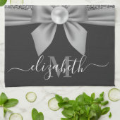 Zilveren Glitter en Boog Theedoek (Gevouwen)