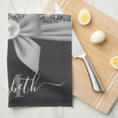 Zilveren Glitter en Boog Theedoek (Quarter Fold)