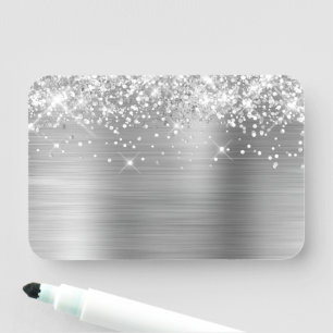 Zilveren Glitter en Folie Blank Naamplaatje