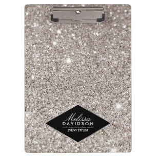 Zilveren Glitter en Glamour Beauty gepersonaliseer Klembord