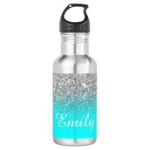 Zilveren Glitter en Helder Aqua Ombre Waterfles