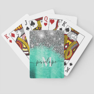 Zilveren Glitter en Metaal Pokerkaarten