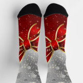 Zilveren Glitter En Rode Kerst Sparkles Boog Sokken (Top)