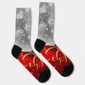 Zilveren Glitter En Rode Kerst Sparkles Boog Sokken (Rechts)