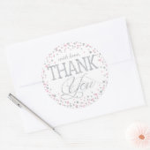 Zilveren Glitter en Roze Sprinkle Dank je Label (Envelop)
