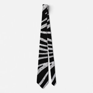 ZILVEREN GLITTER EN ZEBRA STREPEN STROPDAS