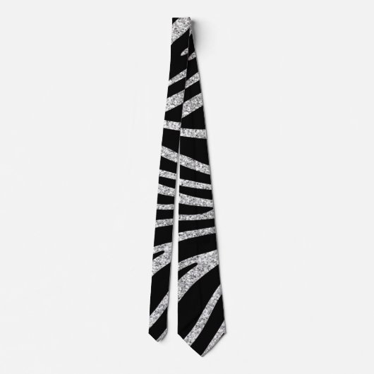 ZILVEREN GLITTER EN ZEBRA STREPEN STROPDAS (Achterkant)