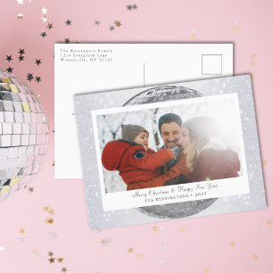 Zilveren glitter feestelijke winterfoto feestdagenkaart
