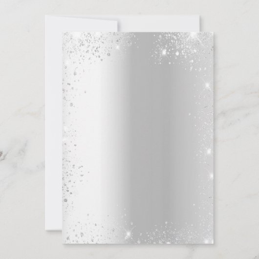 Zilveren glitter formeel script bruiloft kaart (Achterkant)