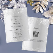 Zilveren glitter formele QR-code RSVP details brui Kaart