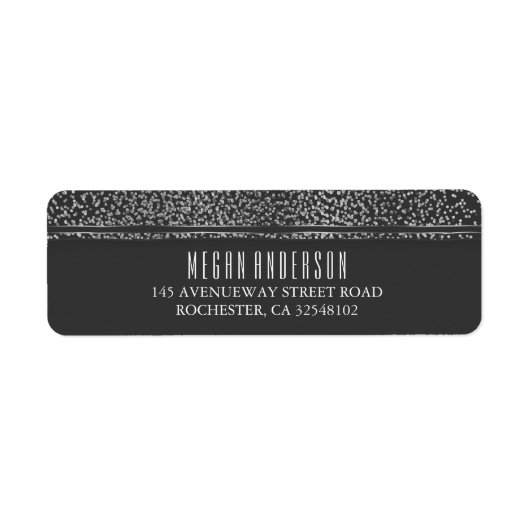 Zilveren Glitter Glam Bruiloft Etiket (Voorkant)