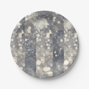 Zilveren Glitter Glamour Glam Moderne Trend Papieren Bordje