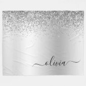 Zilveren Glitter Glans Metaal Monogram Naam Fleece Deken (Voorkant (Horizontaal))