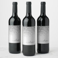 Zilveren Glitter Glans Metaal Monogram Naam