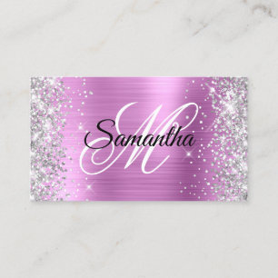 Zilveren Glitter Glanzende Lavendel Folie Fancy Mo Visitekaartje