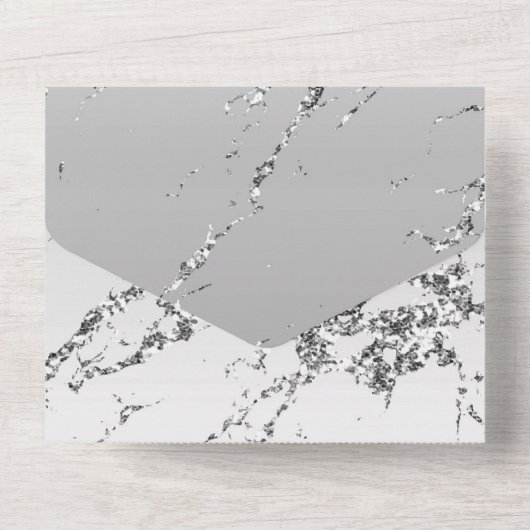 Zilveren Glitter Glitzy Marmer All In One Uitnodiging (Achterkant)