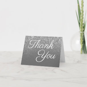 Zilveren Glitter Grijs Ombre Bedankkaart