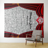 Zilveren Glitter Infinity Hart Rood Gordijn Achter Wandkleed (In Situ (horizontaal))