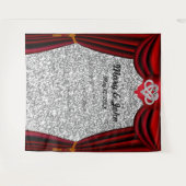 Zilveren Glitter Infinity Hart Rood Gordijn Achter Wandkleed (Voorkant (horizontaal))