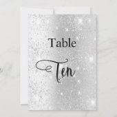 Zilveren glitter kalligrafie tafel tien 10 kaart (Achterkant)