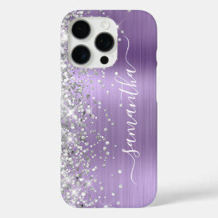 Zilveren Glitter Licht Paarse Metallic Meisjesacht iPhone 16 Pro Hoesje