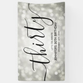 Zilveren Glitter Lights 30e verjaardag Spandoek (Verticaal)