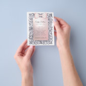 Zilveren glitter lijst roze boog flyer (Hand)