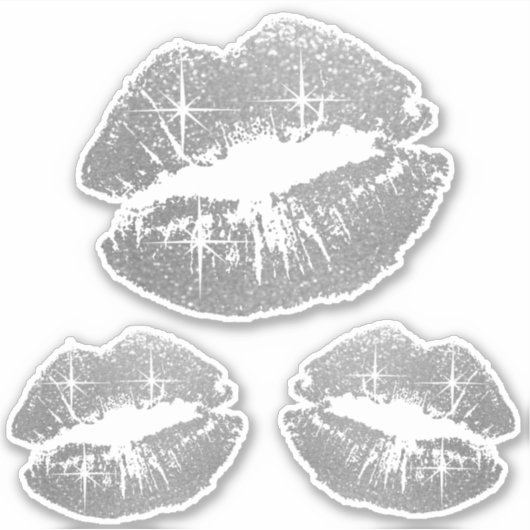 Zilveren Glitter Lippen - Kiss-Cut Sticker (Voorkant)