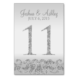 Zilveren Glitter Look Trouwtafel Numbers-11 Kaart