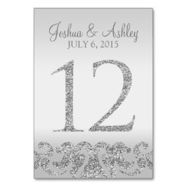 Zilveren Glitter Look Trouwtafel Numbers-12 Kaart