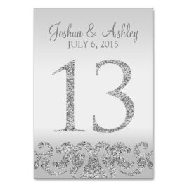 Zilveren Glitter Look Trouwtafel Numbers-13 Kaart