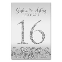 Zilveren Glitter Look Trouwtafel Numbers-16 Kaart