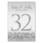 Zilveren Glitter Look Trouwtafel Numbers-32 Kaart (Voorkant)
