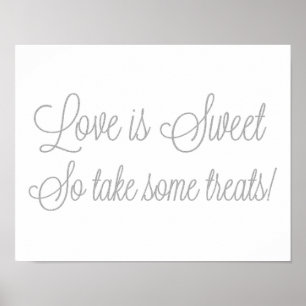 Zilveren Glitter Love is Sweet Neem een aantal the Poster