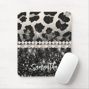 Zilveren Glitter Luipaard Print Muismat