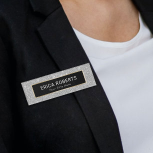 Zilveren Glitter Make-up Artiest Haarsalon Modern Naambadge