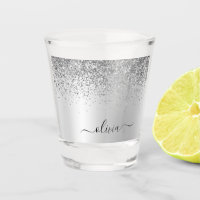 Zilveren Glitter Meisjesachtige Metaal Monogram Na