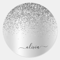 Zilveren Glitter Metaal Monogram Glam Naam