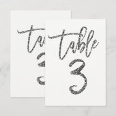 Zilveren Glitter Moderne Tafel Nummer 3 met Stijlv Kaart (Voorkant / Achterkant)