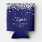 Zilveren Glitter Navy Blue 40 & Fabulous Blikjeskoeler (Voorkant)