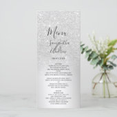 Zilveren glitter ombre metallic folie bruiloft men menu (Staand voorkant)