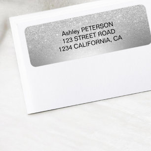 Zilveren glitter ombre metallic folie etiket