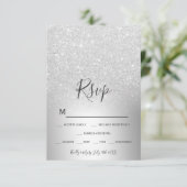 Zilveren glitter ombre metallic folie rsvp (Staand voorkant)