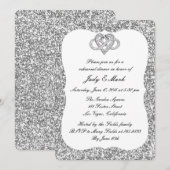 Zilveren Glitter Oneindigheid Hart Oefenavond Dinn Kaart (Voorkant / Achterkant)