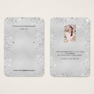 Zilveren glitter-oormerk fotokaart visitekaartje