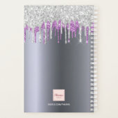Zilveren glitter paarse schoonheidssalon planner (Achterkant)